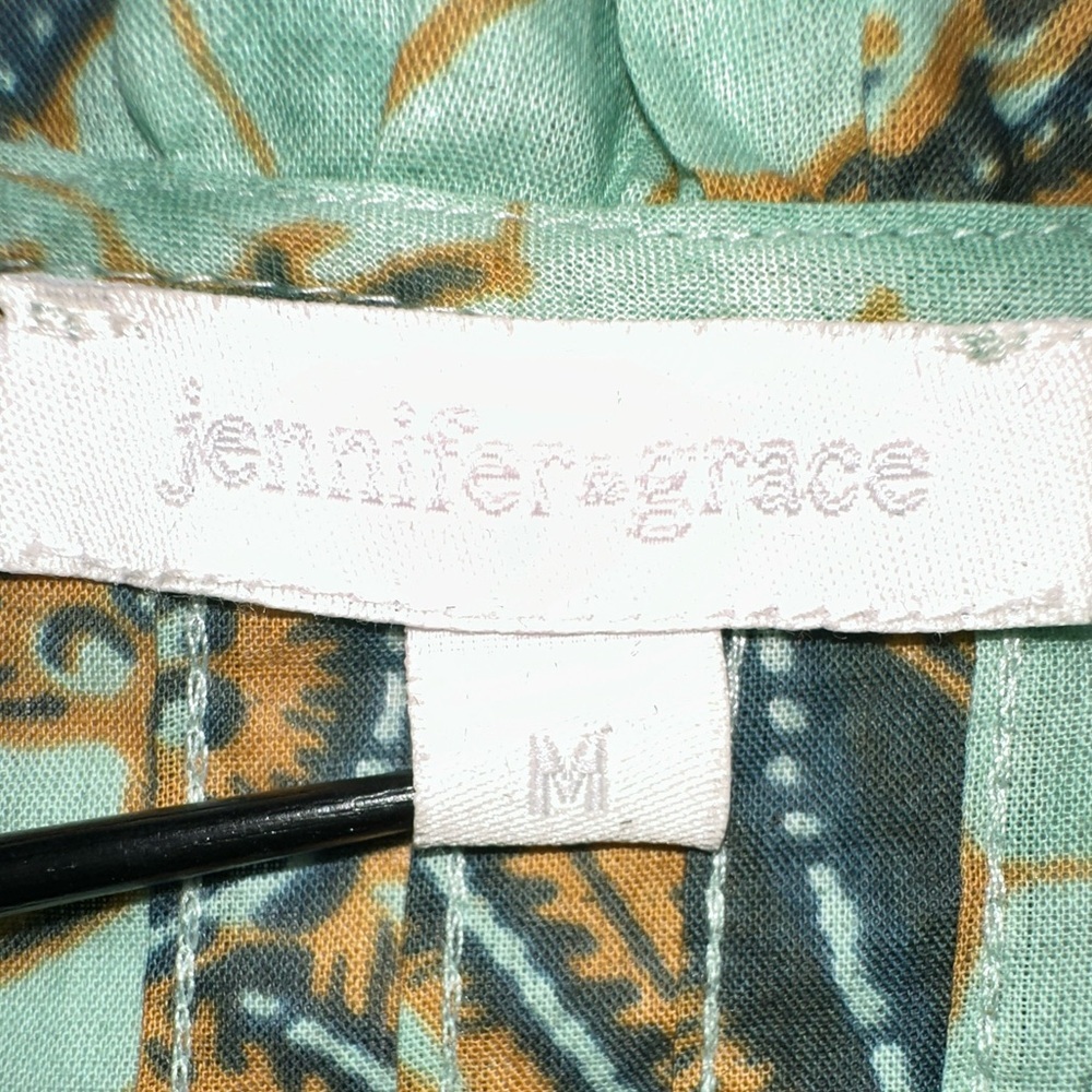 Robin’s Egg Blue Paisley Balloon-Sleeve Blouse - Picture 5 of 6